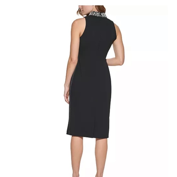 Karl lagerfeld pearl collar black cocktail sheath dress 2 small - Picture 2 of 5